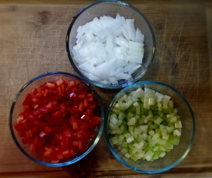 Chopped Onion, Red Bell Pepper, and Celery